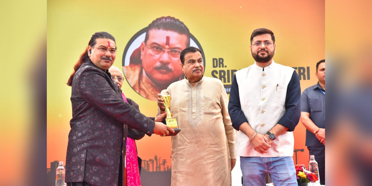 Dr. Sridev Shastri was honoured at the Building Bharat Leadership Awards 2026 by Union Minister Shri Nitin Gadkari